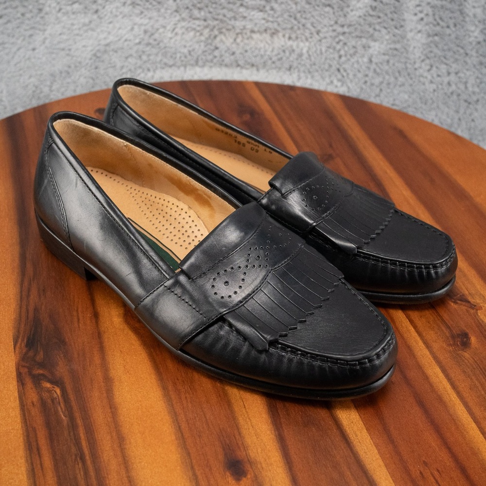 VTG Cole Haan Mens Loafer Size 8.5 M Black Leather Kiltie Shoe American Handsewn